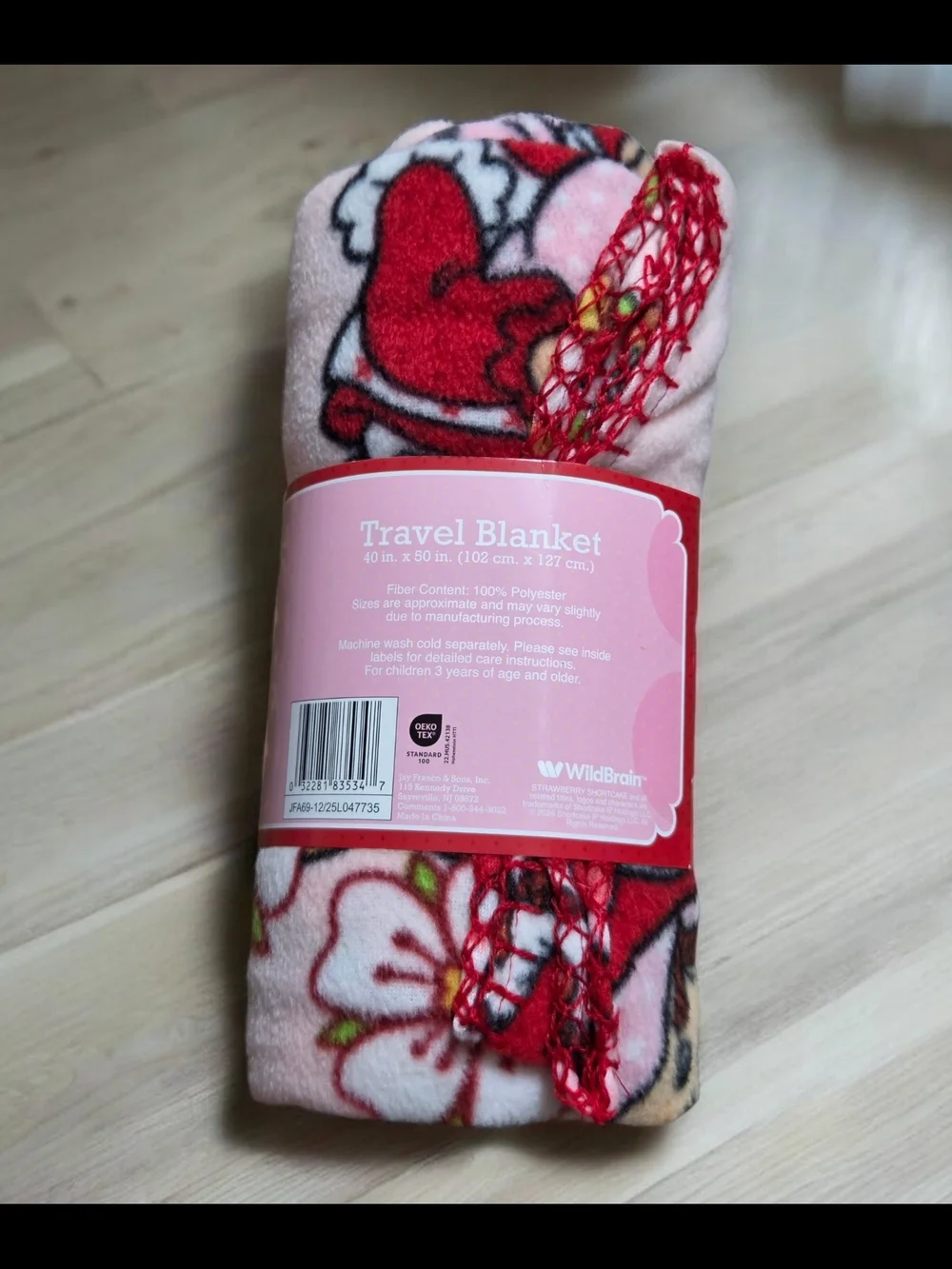 New Strawberry Shortcake Pink Floral Plush Throw Blanket 40x50